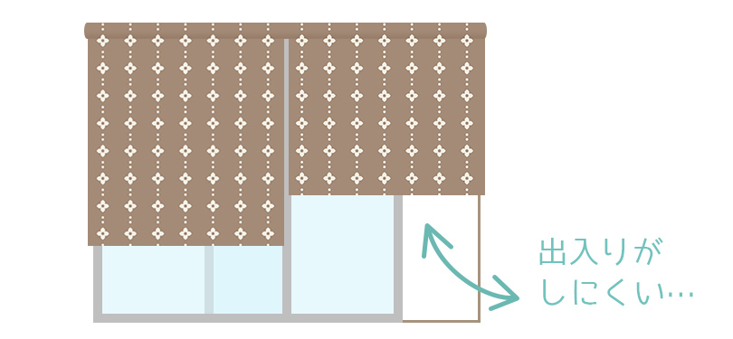 出入りの多い掃き出し窓にロールスクリーンは不向きです