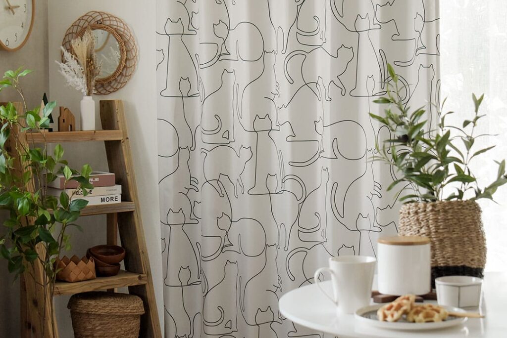 猫柄カーテン　キャットコントゥア