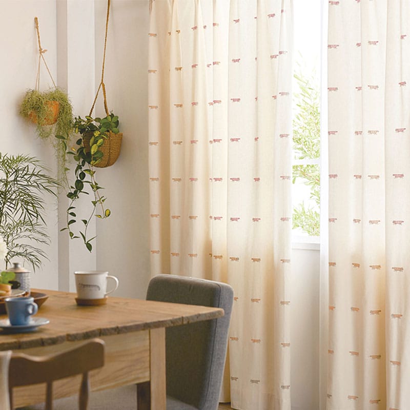 マイキー刺繍ドレープ(オレンジ)｜北欧カーテン｜LISA LARSON