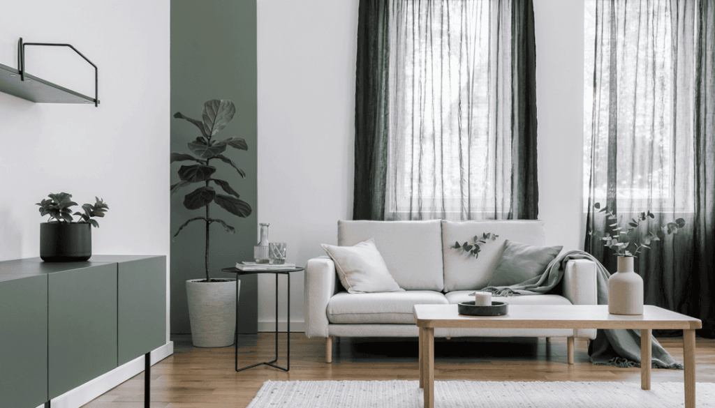 黒いレースカーテン×北欧風ナチュラルモダンインテリアイメージ