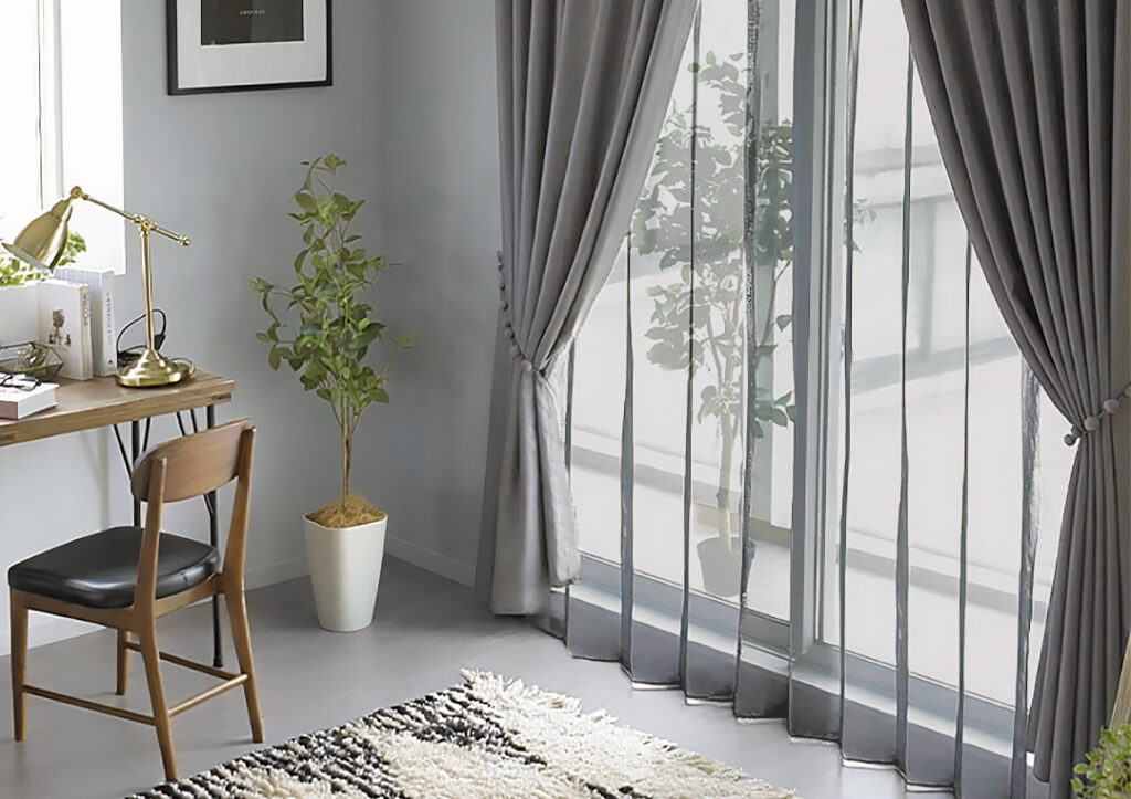 レースカーテン キラリグレー