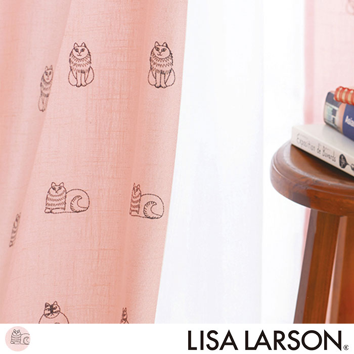 【北欧ブランドカーテン】スケッチ刺繍ドレープ(グレー)｜LISA LARSON(リサ・ラーソン)